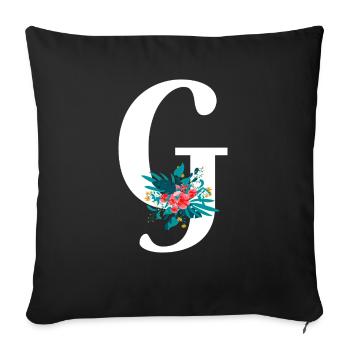 letter G flowered - Sofa pillowcase 17,3'' x 17,3'' (45 x 45 cm) - black - Front