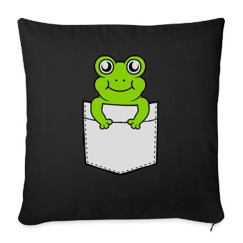 Poche de poitrine petite grenouille douce - Housse de coussin décorative 45 x 45 cm - noir - Devant