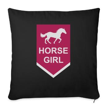 Citation de fille de cheval disant - Housse de coussin décorative 45 x 45 cm - noir - Devant