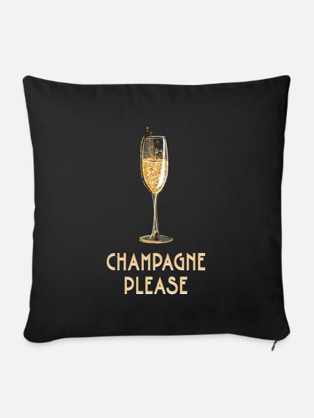 und Prosecco - Please - Sofakissenbezug 45 x 45 cm - Schwarz
