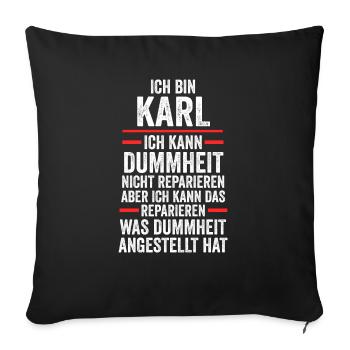 Vorname Name Karl - Sofakissenbezug 45 x 45 cm - Schwarz - Vorne