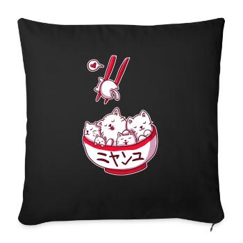 Ramen Kawaii Katze Anime Otaku Japanische Nudeln - Sofakissenbezug 45 x 45 cm - Schwarz - Vorne