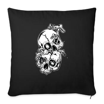 Champignons magiques // Crânes // Illustration - Housse de coussin décorative 45 x 45 cm - noir - Devant