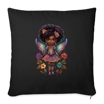 Black fairy with rainbow-colored wings - afro - Sofa pillowcase 17,3'' x 17,3'' (45 x 45 cm) - black - Front