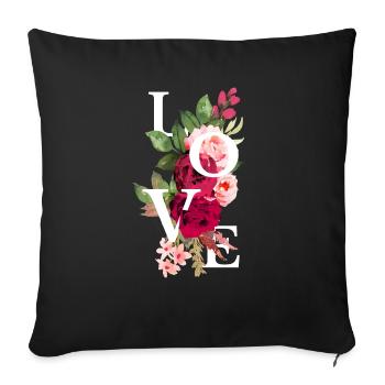 Love flowers - Sofa pillowcase 17,3'' x 17,3'' (45 x 45 cm) - black - Front