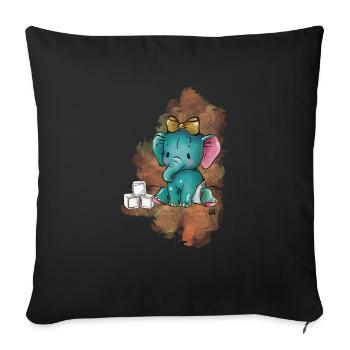 Elefant mit Würfeln - Sofakissenbezug 45 x 45 cm - Schwarz - Vorne