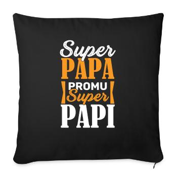 Promu super papi grossesse grands parents drole - Housse de coussin décorative 45 x 45 cm - noir - Devant