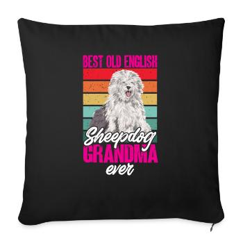 Old English Sheepdog Sheepie Bobtail - Sofa pillowcase 17,3'' x 17,3'' (45 x 45 cm) - black - Front