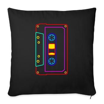 Cassette - Mixtape Audio Cassette Magnetic Tape retro - Sofa pillowcase 17,3'' x 17,3'' (45 x 45 cm) - black - Front