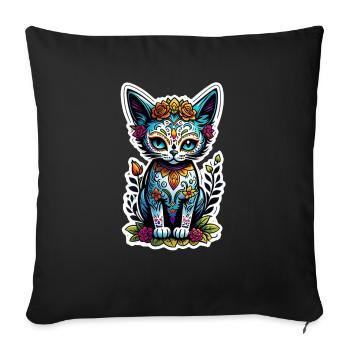 Cat Mexico - Dia de los Muertos - Sofa pillowcase 17,3'' x 17,3'' (45 x 45 cm) - black - Front