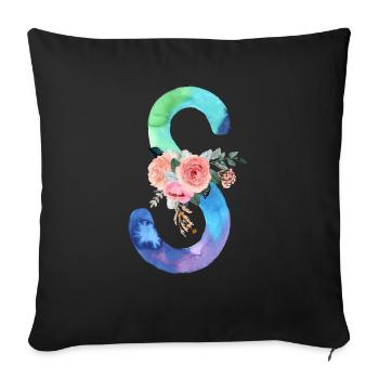 Letter S watercolor - Sofa pillowcase 17,3'' x 17,3'' (45 x 45 cm) - black - Front