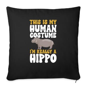 Hippopotame Hippopotame - Housse de coussin décorative 45 x 45 cm - noir - Devant