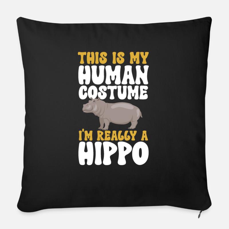 Hippopotame Hippopotame - Housse de coussin décorative 45 x 45 cm - noir
