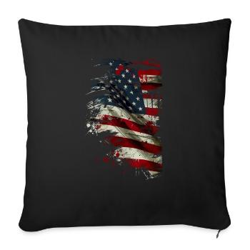 Grunge United States flag - Sofa pillowcase 17,3'' x 17,3'' (45 x 45 cm) - black - Front