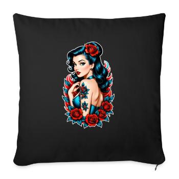 Rockabilly / Pin-up / 50er Jahre - Sofakissenbezug 45 x 45 cm - Schwarz - Vorne