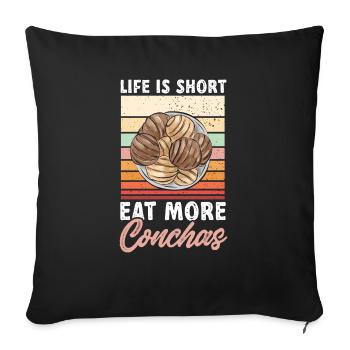Concha Hispanic Mexican Pan Dulce - Sofa pillowcase 17,3'' x 17,3'' (45 x 45 cm) - black - Front