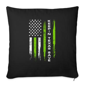 Garde-frontières du Texas sauvez le drapeau américain - Housse de coussin décorative 45 x 45 cm - noir - Devant