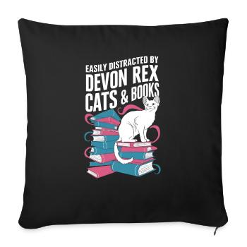 Katze Devon Rex Geschenk - Sofakissenbezug 45 x 45 cm - Schwarz - Vorne