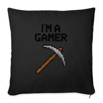 pixel gamer pickaxe - Sofa pillowcase 17,3'' x 17,3'' (45 x 45 cm) - black - Front