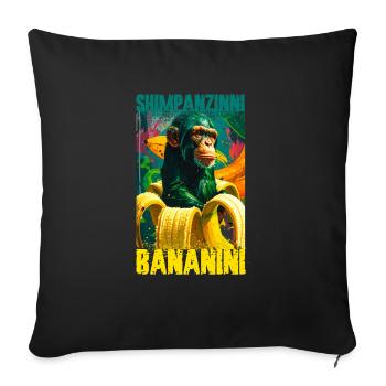 shimpanzinni bananini,shimpanse,banana,graffiti - Sofa pillowcase 17,3'' x 17,3'' (45 x 45 cm) - black - Front
