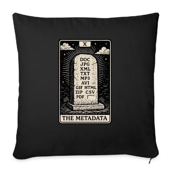 Tarot des archives numériques – La carte de métadonnées - Housse de coussin décorative 45 x 45 cm - noir - Devant