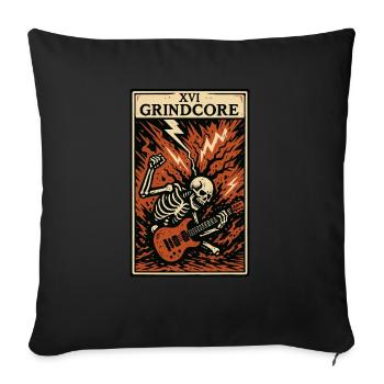 Grindcore Tarotkarte – Explosiver Skelett-Schredder - Sofakissenbezug 45 x 45 cm - Schwarz - Vorne