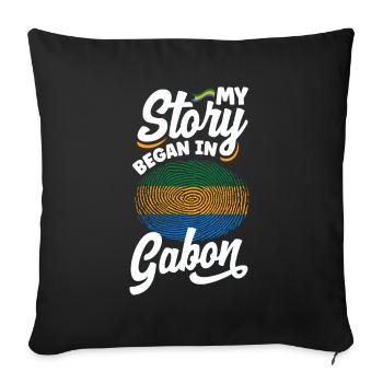 Gabonese Gabon Gabonese Flag My Story Began In - Sofa pillowcase 17,3'' x 17,3'' (45 x 45 cm) - black - Front