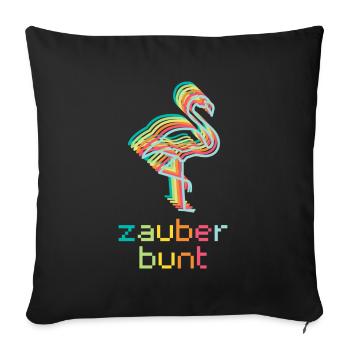 Zauberbunt - Flamingo - Wortschätze - Sofakissenbezug 45 x 45 cm - Schwarz - Vorne