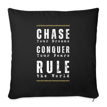 Chase Your Dreams - Conquer Your Fear (gold leaf) - Sofa pillowcase 17,3'' x 17,3'' (45 x 45 cm) - black - Front