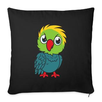Humour petit perroquet - Housse de coussin décorative 45 x 45 cm - noir - Devant