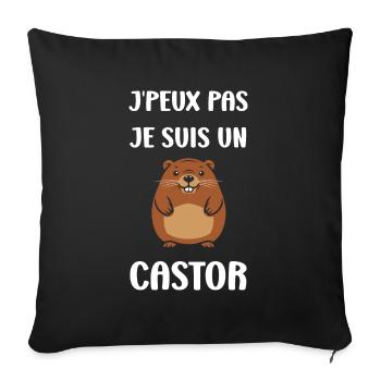 Humour petit castor - Housse de coussin décorative 45 x 45 cm - noir - Devant