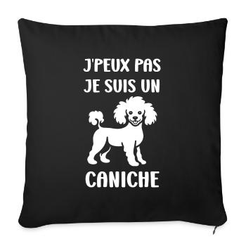 Humour chien petit caniche - Housse de coussin décorative 45 x 45 cm - noir - Devant