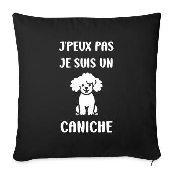 Humour chien petit caniche - Housse de coussin décorative 45 x 45 cm - noir - Devant