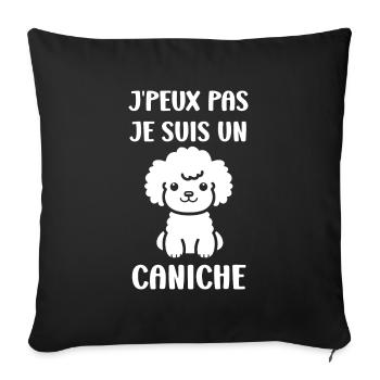 Humour chien petit caniche - Housse de coussin décorative 45 x 45 cm - noir - Devant