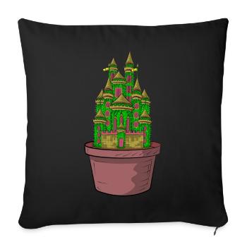 MY CACTUS IS MY CASTLE - KAKTUS SCHLOSS - Sofakissenbezug 45 x 45 cm - Schwarz - Vorne