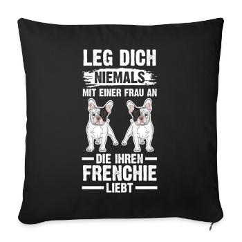 Hund Frenchie - Sofakissenbezug 45 x 45 cm - Schwarz - Vorne