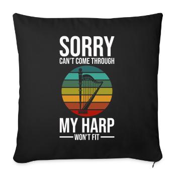 Harfe Musikinstrument Harfenist Orchester Geschenk - Sofakissenbezug 45 x 45 cm - Schwarz - Vorne