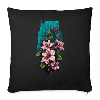 Fleurs de lys asiatiques : la splendeur de la nature - Housse de coussin décorative 45 x 45 cm - noir - Devant