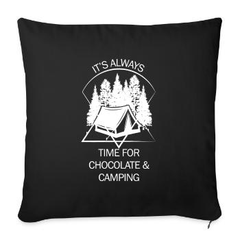 Tente Camping Camper Scout Bivouac - Housse de coussin décorative 45 x 45 cm - noir - Devant