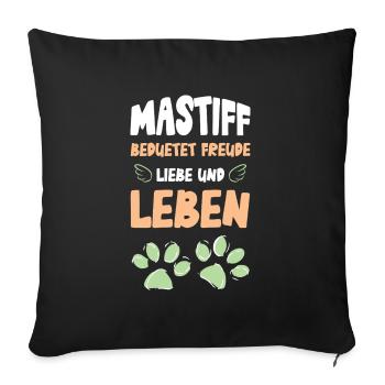 Motif de l’amour et de la vie du mastiff - Housse de coussin décorative 45 x 45 cm - noir - Devant