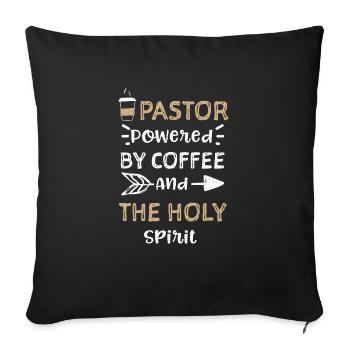 Pastor Powered By Coffee And The... - Sofa pillowcase 17,3'' x 17,3'' (45 x 45 cm) - black - Front