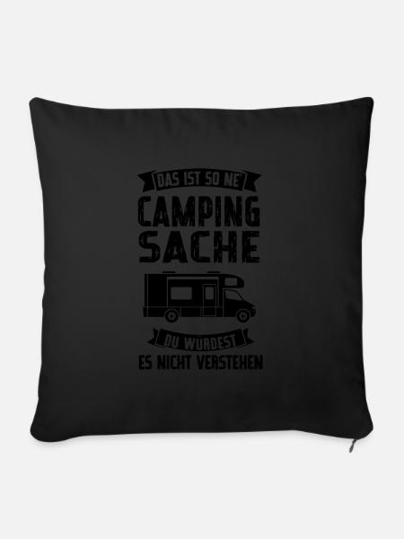Campen Camping Campingplatz Geschenk - Sofakissenbezug 45 x 45 cm - Schwarz