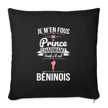 Fous du prince charmant sauf s'il est Béninois - Housse de coussin décorative 45 x 45 cm - noir - Devant