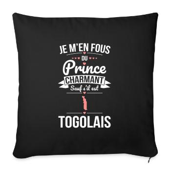 Fous du prince charmant sauf s'il est Togolais - Housse de coussin décorative 45 x 45 cm - noir - Devant