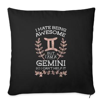 Horoscope Gémeaux Étoiles d’anniversaire - Housse de coussin décorative 45 x 45 cm - noir - Devant