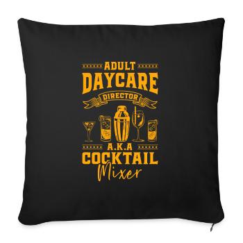Recette de boissons mélangeurs de cocktails Pina Colada - Housse de coussin décorative 45 x 45 cm - noir - Devant