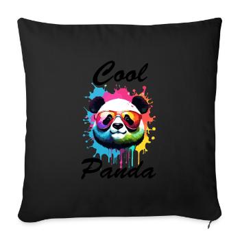 Panda / Animal / Zoo / Bamboo / Wild / Childlike - Sofa pillowcase 17,3'' x 17,3'' (45 x 45 cm) - black - Front