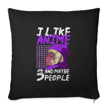 Manga Comic Senpai Girl - Sofa pillowcase 17,3'' x 17,3'' (45 x 45 cm) - black - Front