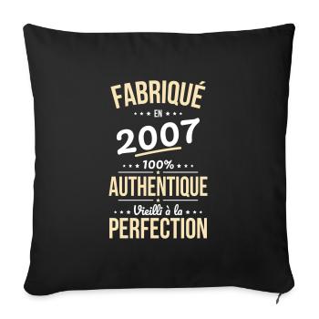 18th Birthday - Made in 2007 - Sofa pillowcase 17,3'' x 17,3'' (45 x 45 cm) - black - Front