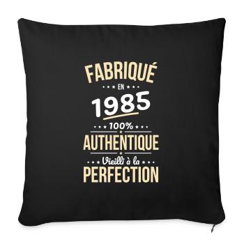 Anniversaire 40 ans - Fabriqué en 1985 - Housse de coussin décorative 45 x 45 cm - noir - Devant